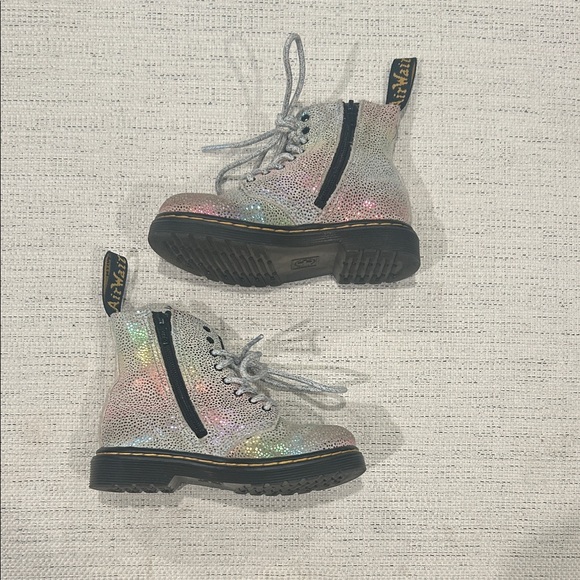 Dr. Airwair Martens Kids Shimmer Boots - Silver and Pink - Picture 2 of 5